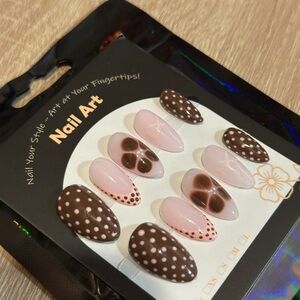 Brown and Pink Polka Dot Nail Art Set